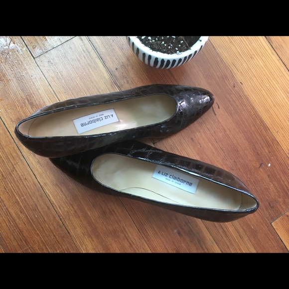 Liz Claiborne pumps heels patent crocodile leather - Picture 4 of 5